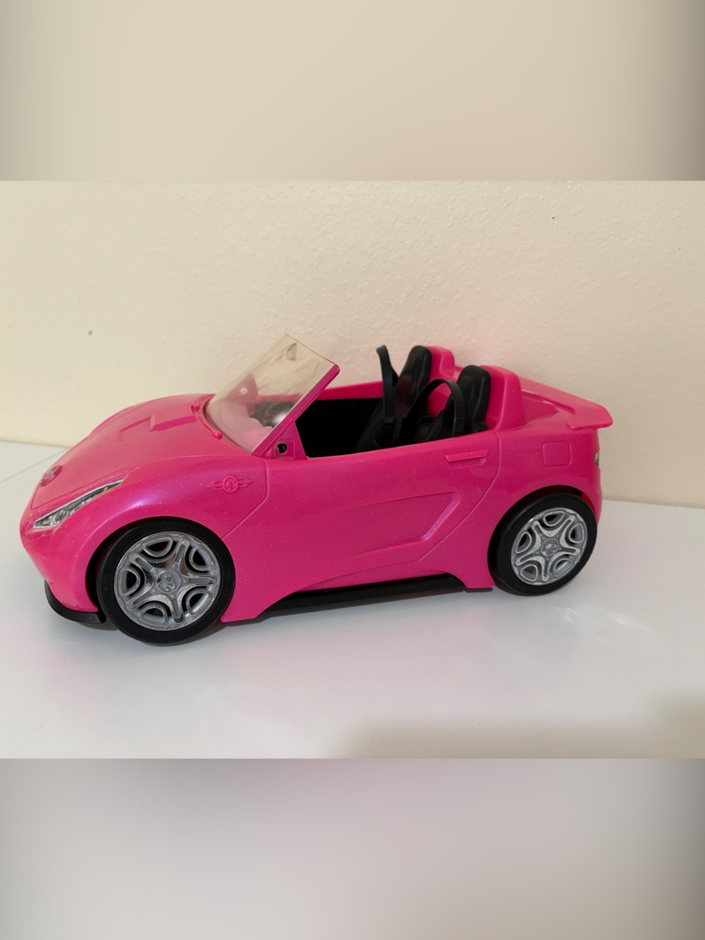 Barbie Hot Pink Convertible Toy Car for 2 Barbies